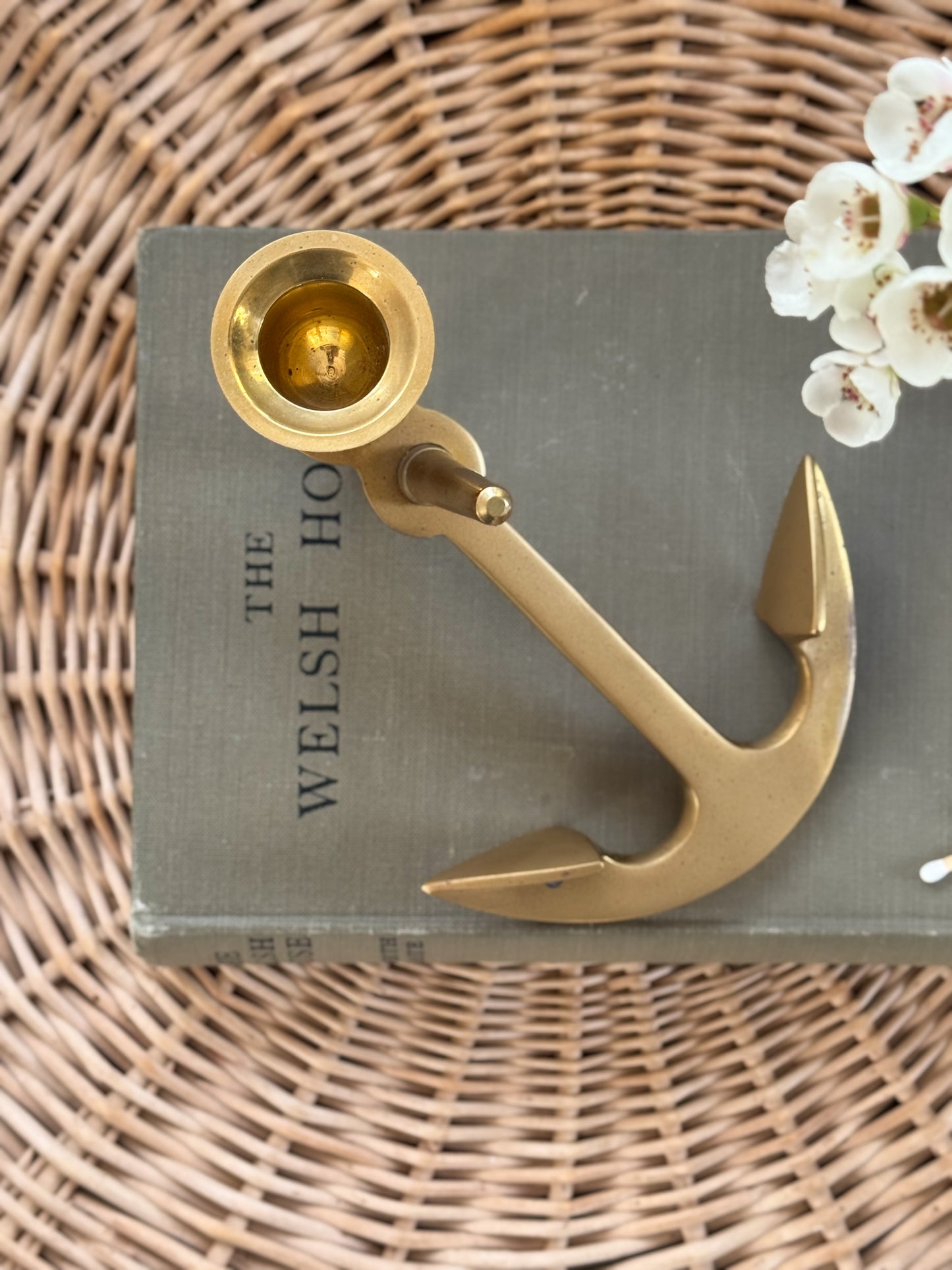 Vintage Brass Ship’s Anchor Candlestick Holder