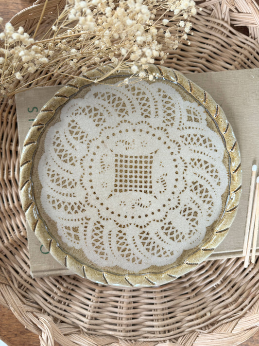 Studio Pottery Lace Detail Tray