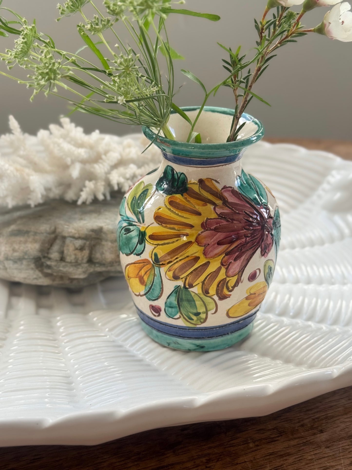 Vintage Italian Sgraffito Floral Bud Vase