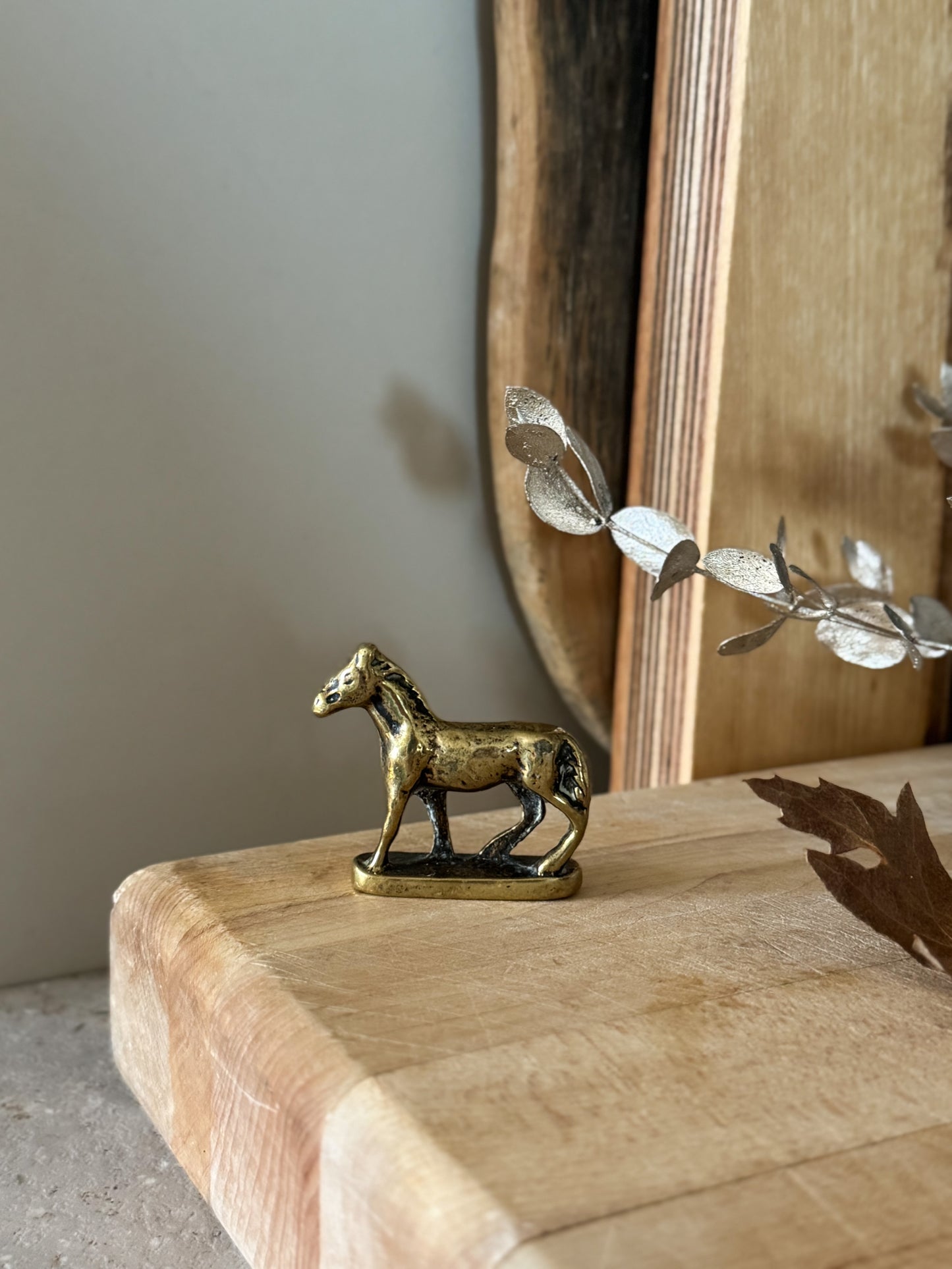 Antique Solid Brass Horse Games Counter