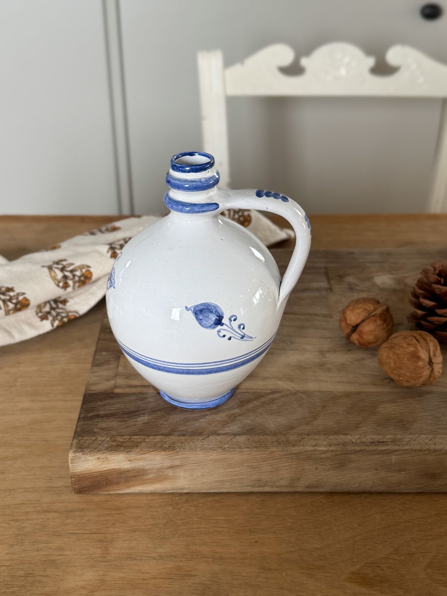 Vintage Mediterranean Blue & White Studio Pottery Vessel