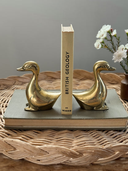 Vintage Brass Duck Bookends (Pair)
