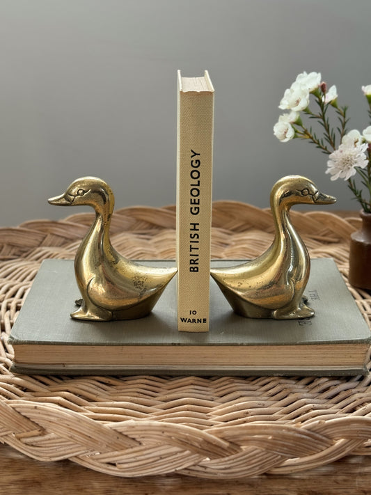 Vintage Brass Duck Bookends (Pair)