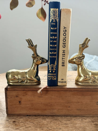 Vintage Solid Brass Deer Bookends (Pair)