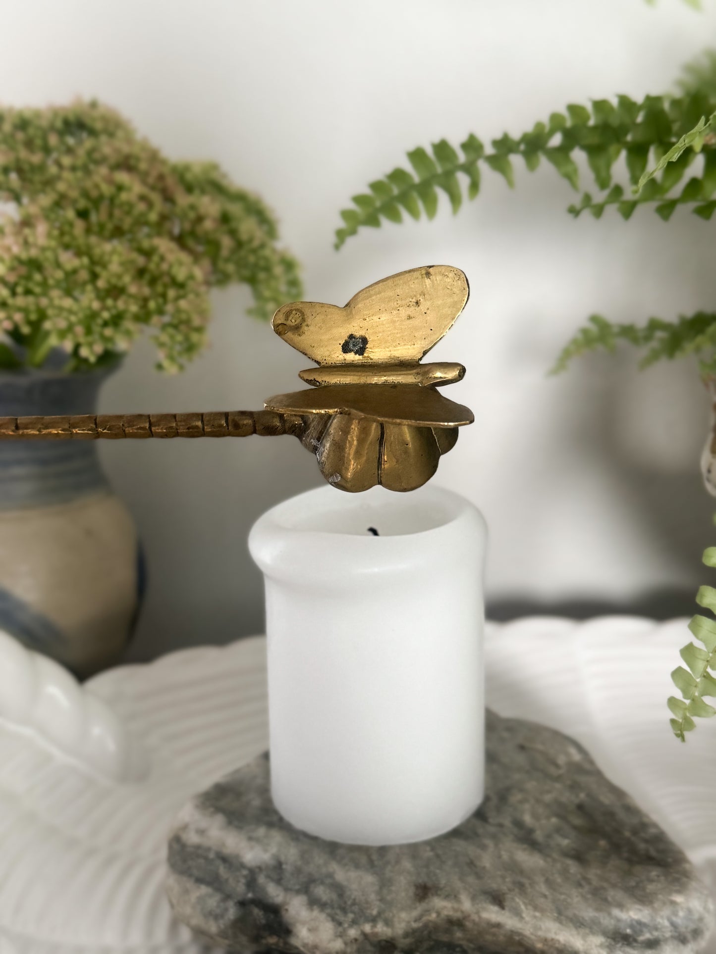 Vintage Solid Brass Butterfly Candle Snuffer
