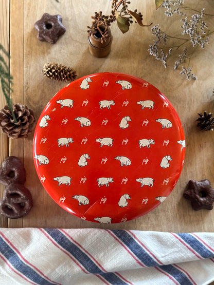 Vintage Enamel ‘Pig’ Cake/Biscuit Tin