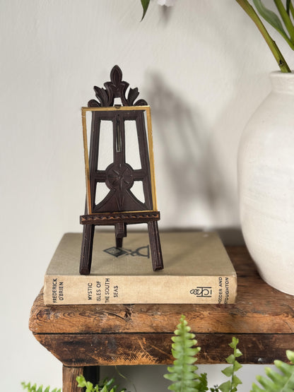 Antique Victorian/Edwardian Hand-Carved Tabletop Easel Photo Frame