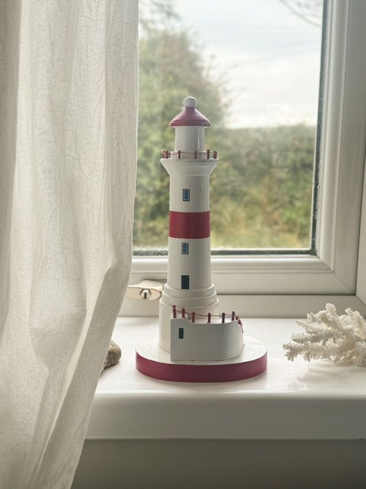 Vintage Wooden Painted Lighthouse