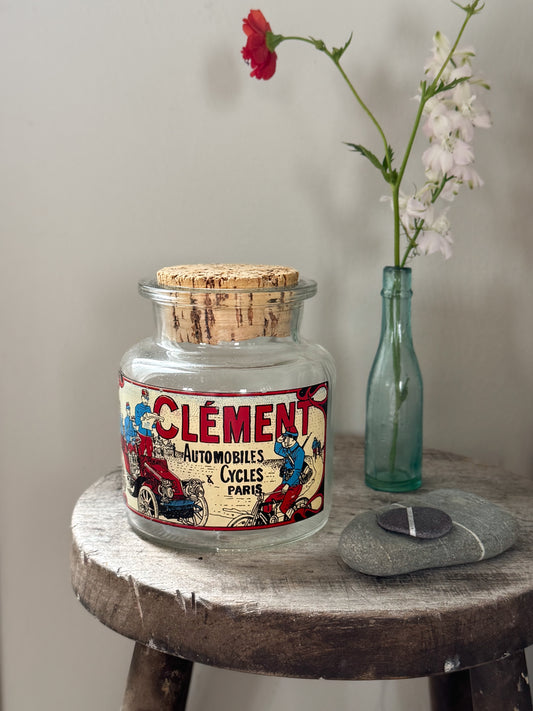 Vintage French Clément Glass Jar with Cork Lid