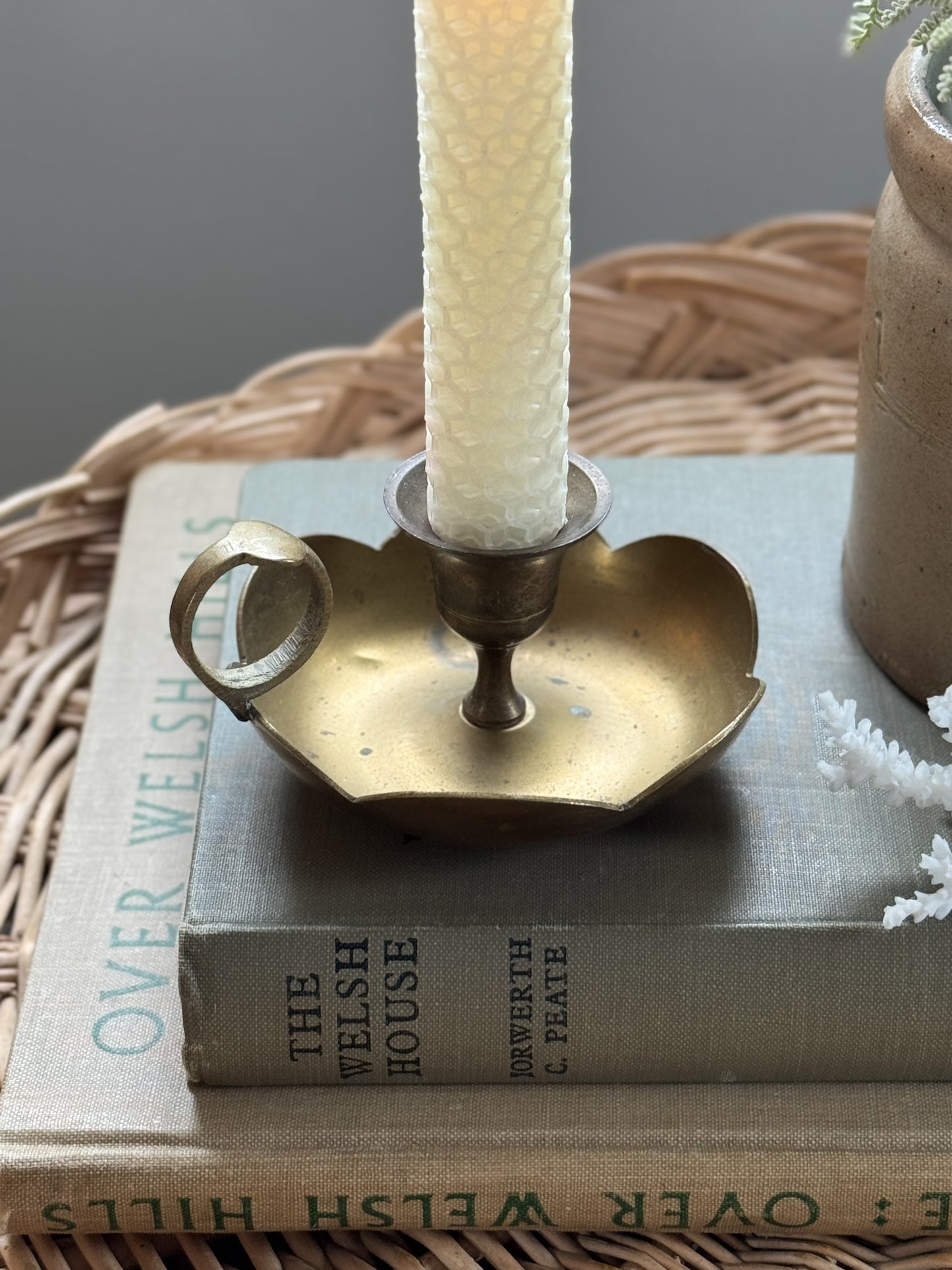 Vintage Solid Brass Scalloped Chamberstick