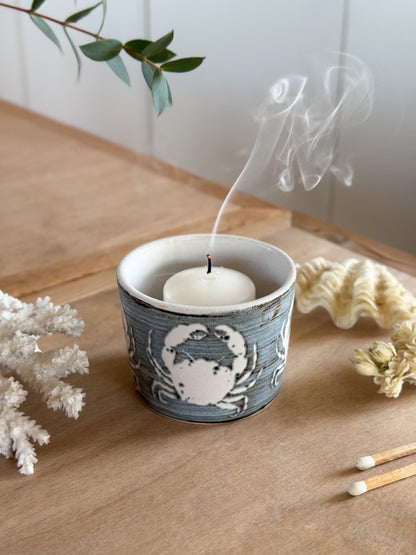 Vintage Studio Pottery Blue Crab Pot by Neil Tregar