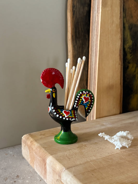 Vintage Portuguese Enamel Rooster Pot
