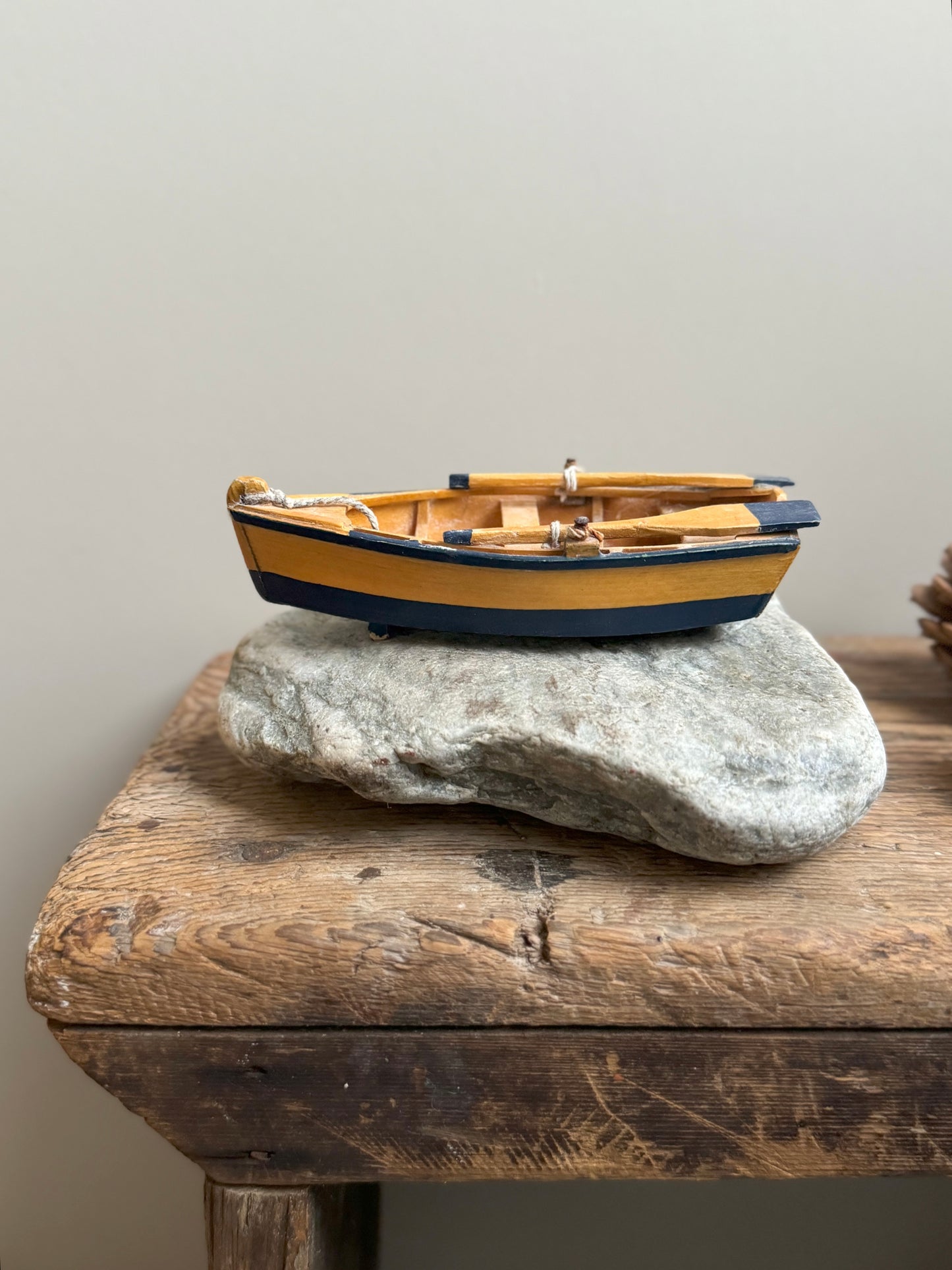 Vintage Handmade Wooden Rowing Boat
