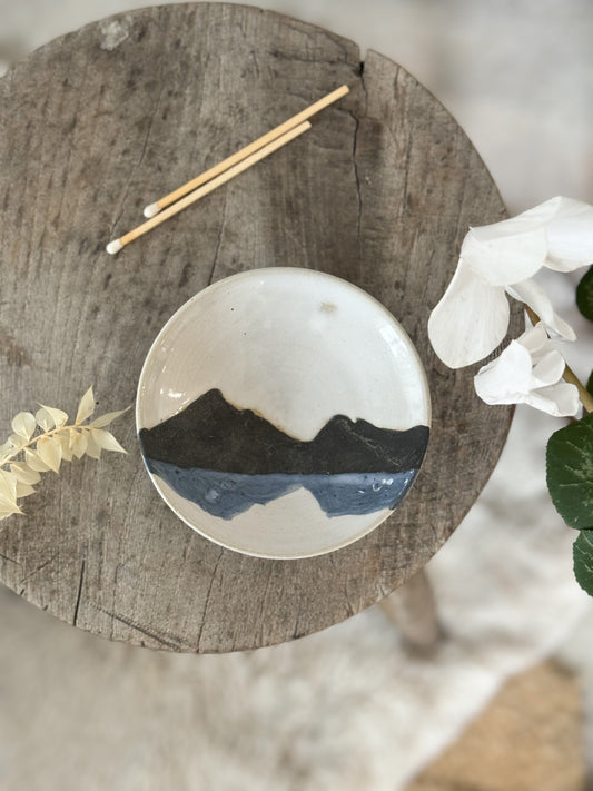 Studio Pottery Mountain Landscape Trinket Dish
