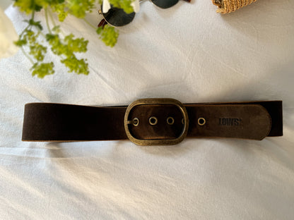 Vintage 1990s Levi’s Brown Suede Belt with Brass Buckle