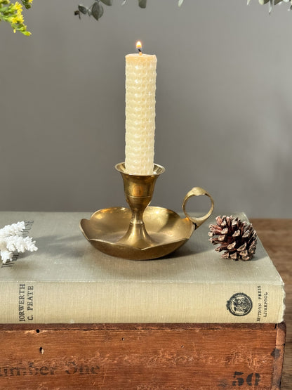 Vintage Solid Brass Scalloped Chamberstick