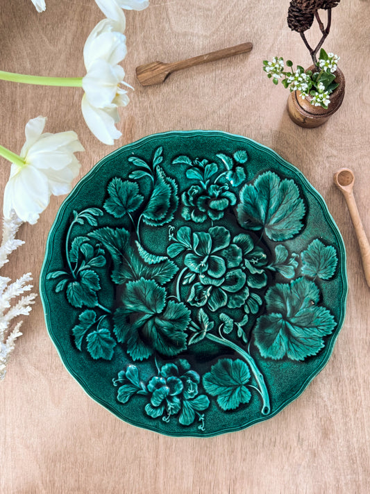 Antique Late 19th Century Green Majolica Leaf Plate, Hope & Carter, Burslem