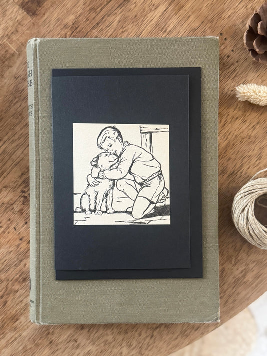 Handmade Hiraeth Vintage Illustration Greeting Card ‘Little Boy & His Dog’ • A6