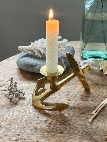 Vintage Brass Ship’s Anchor Candlestick Holder