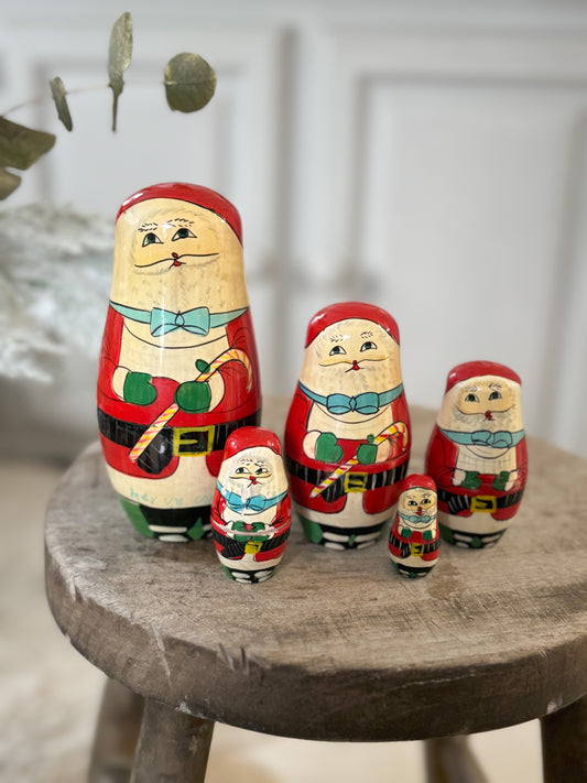 Vintage Wooden ‘Father Christmas’ Russian Nesting Dolls