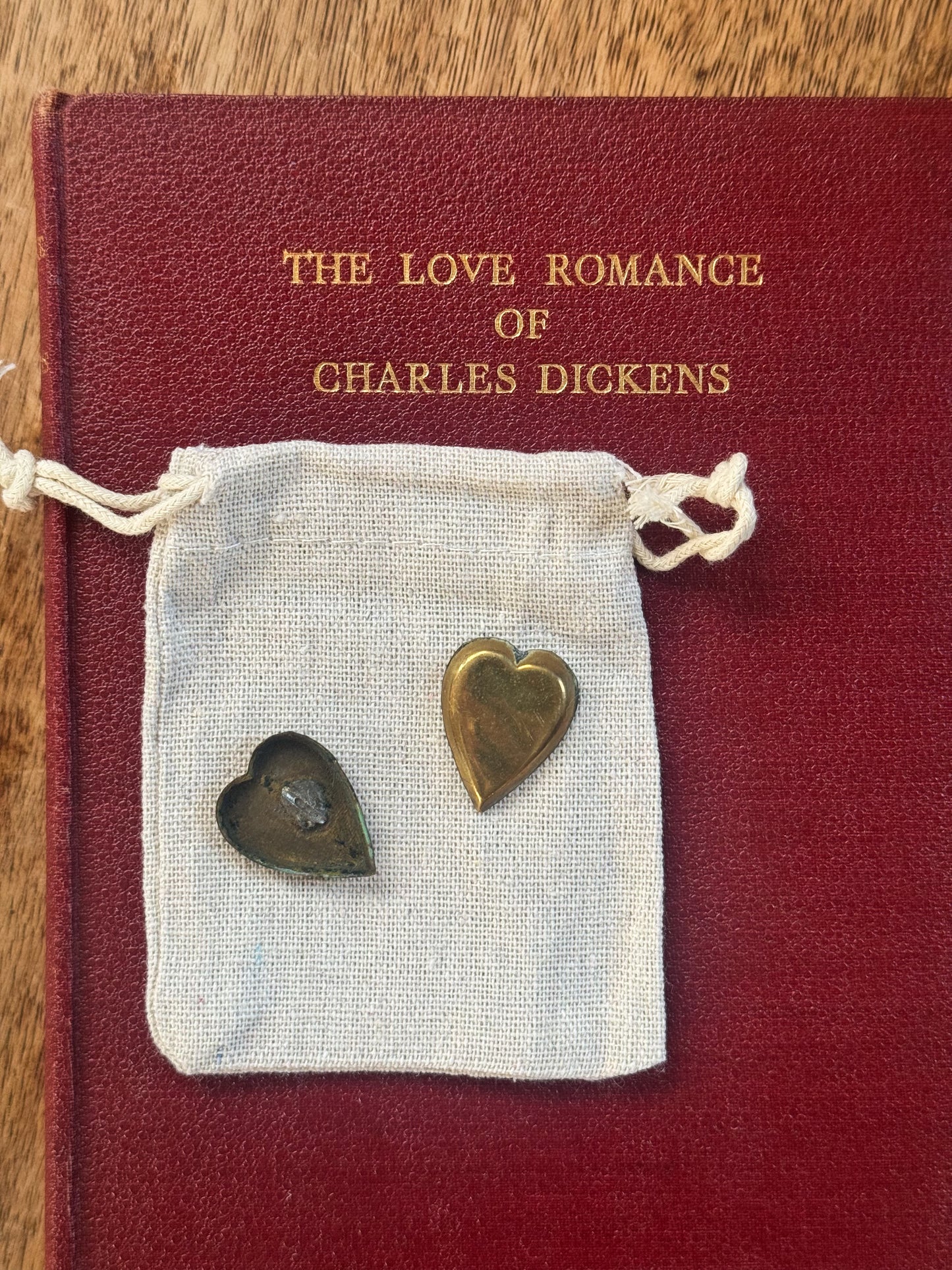 Antique Brass Heart Love Tokens (Pair)