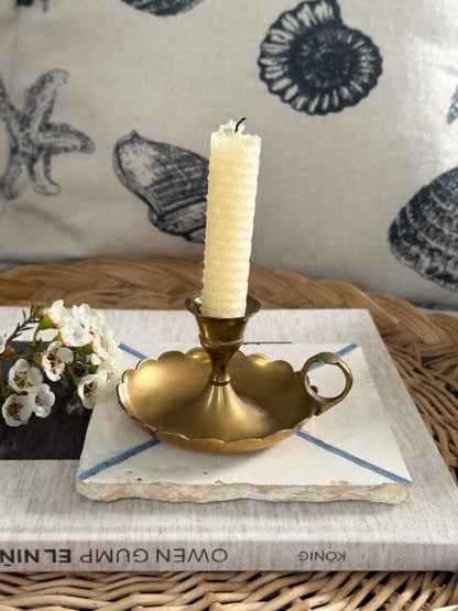 Vintage Solid Brass Scalloped Chamberstick