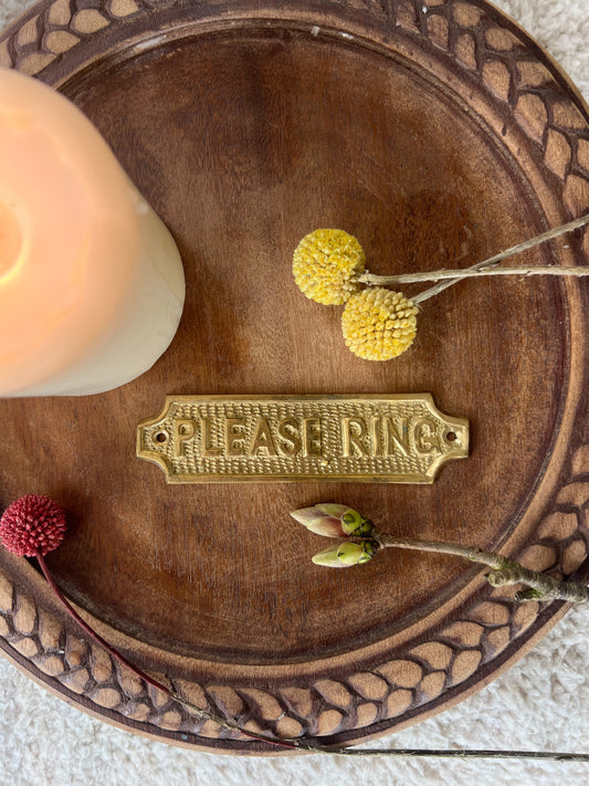 Vintage Brass ‘Please Ring’ Wall Plaque
