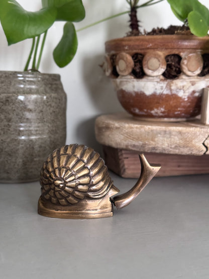 Rare Vintage Solid Brass Snail Tape Measure