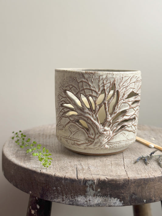 Rare 1970s Tregaron Pottery ‘Tree of Life’ Candle Holder