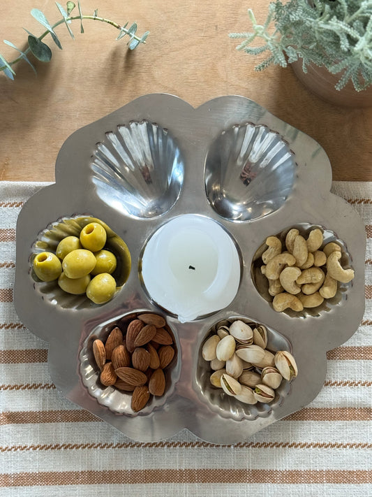 Vintage French Stainless Steel Oyster Serving Platters
