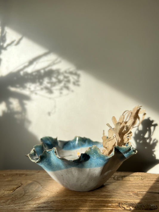 Studio Pottery Abstract Bowl • Tea-light Holder