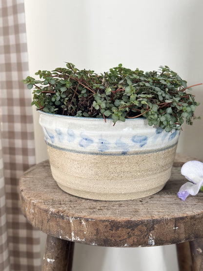 Incredible Vintage Studio Pottery Planter with Blue Abstract Glaze