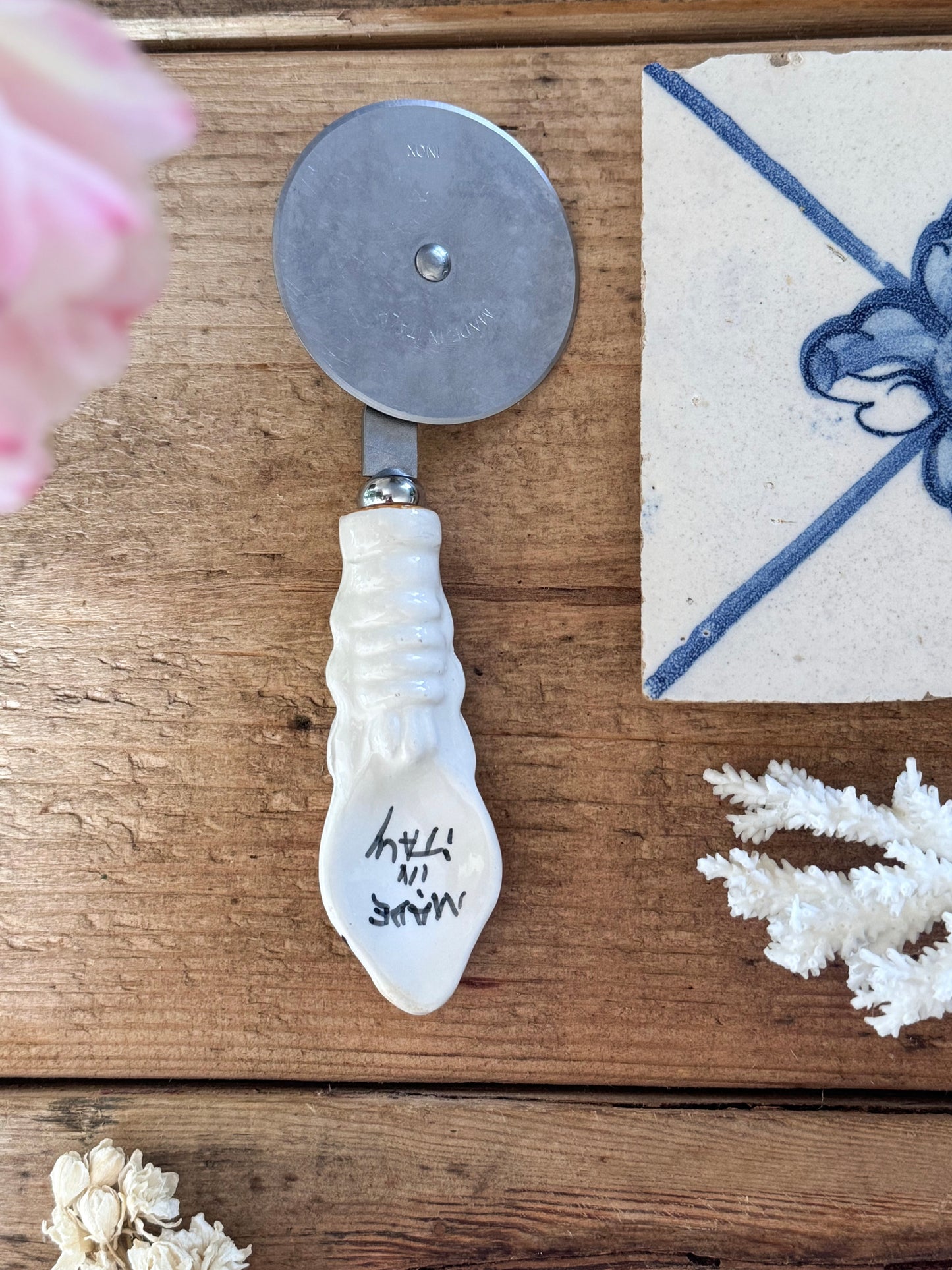 Vintage Italian Handmade Ceramic Lemon Pizza Cutter