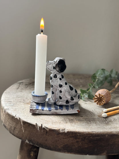 Vintage Studio Pottery Dalmatian Candle Holder by Ark Pottery, Devon