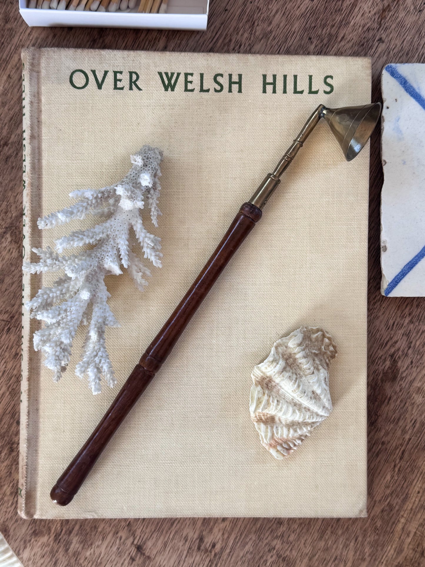 Vintage Brass & Turned Wood Candle Snuffer