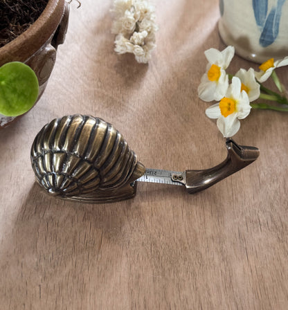 Rare Vintage Solid Brass Snail Tape Measure