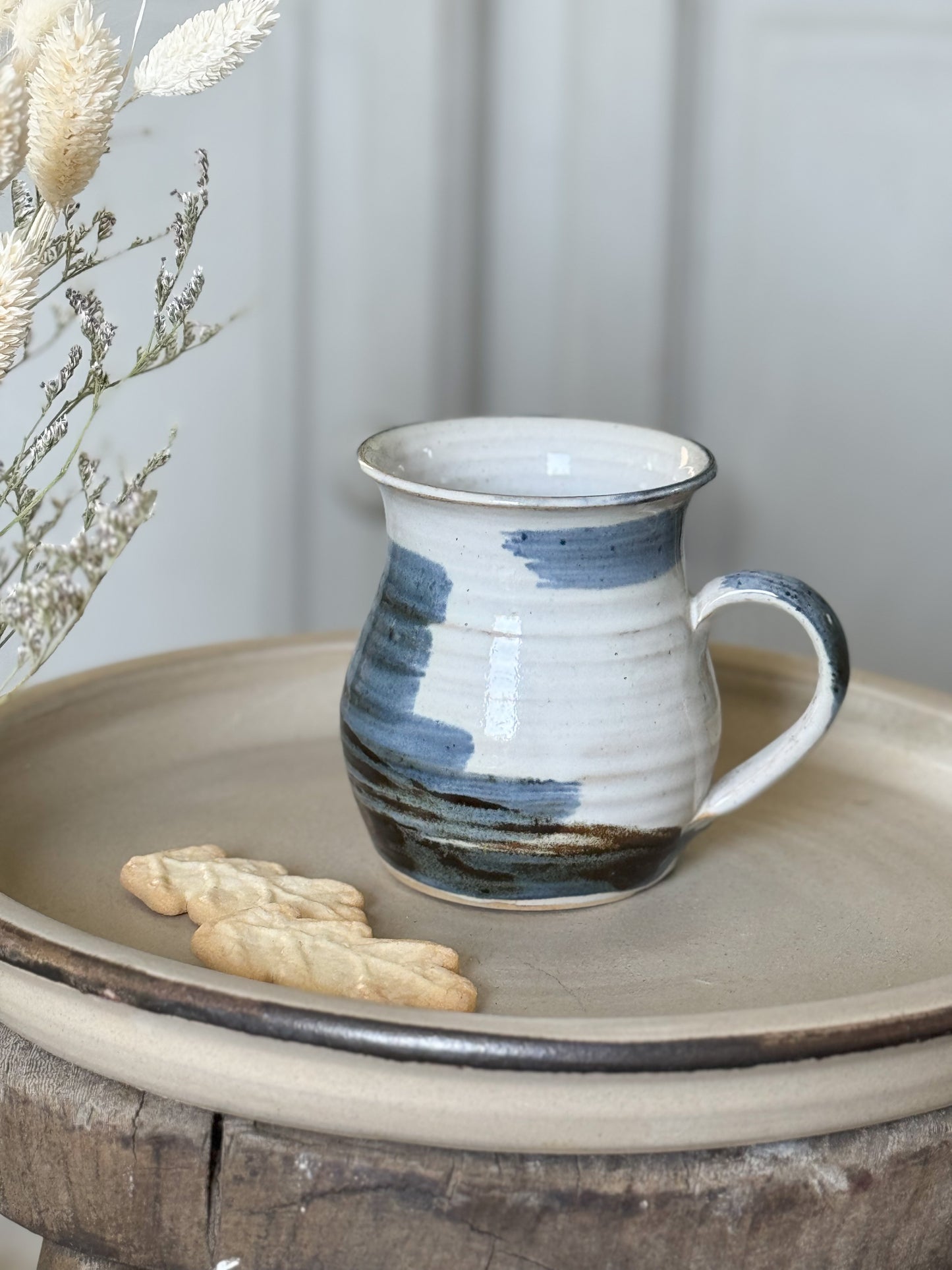 Vintage Studio Pottery Blue Abstract Mug