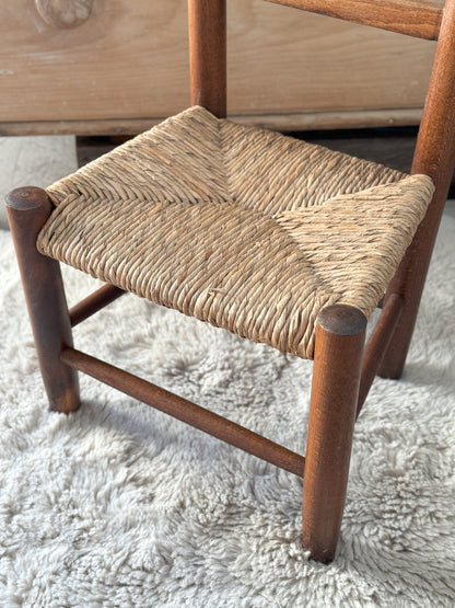 Vintage Wooden Child’s Chair with Rush Seat