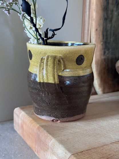 Vintage Studio Pottery Two-Tone Polka Dot Jug