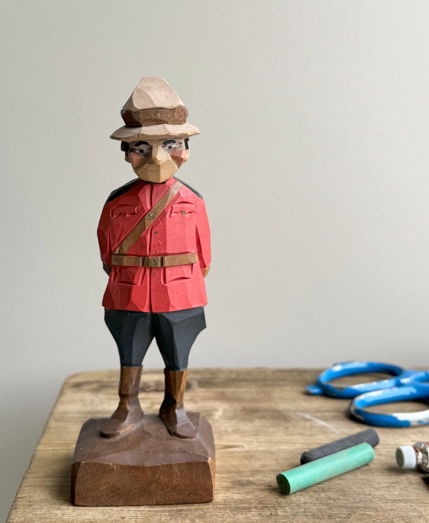 Hand Carved Canadian Mounty By Tom Hannah