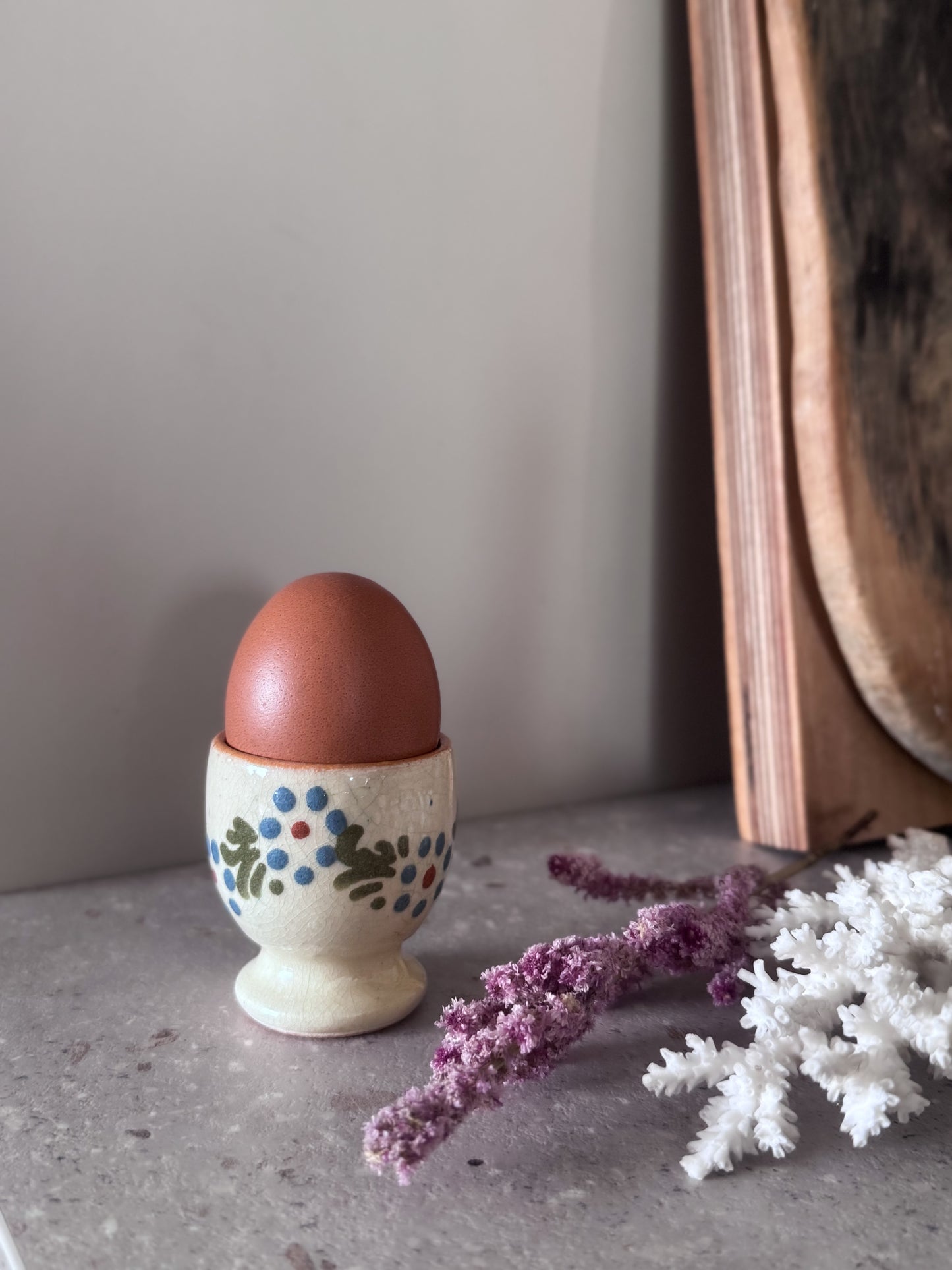 Vintage French Studio Pottery Hand-Painted Egg Cup