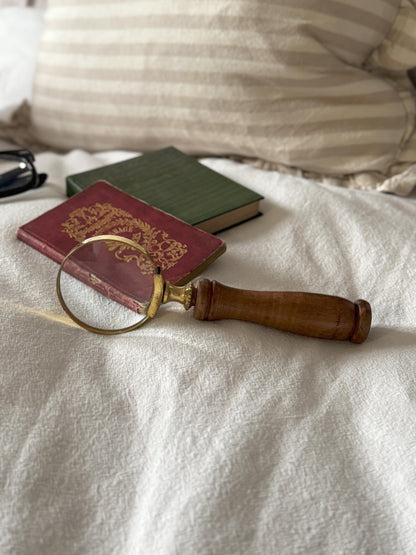 Vintage Brass & Wood Magnifying Glass