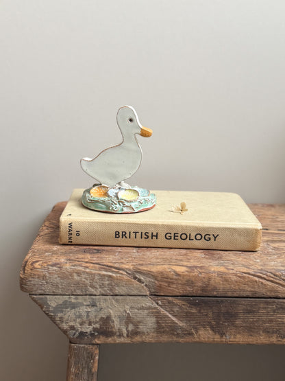 Unique Studio Pottery Slipware Duck Sculpture by Tim Taylor