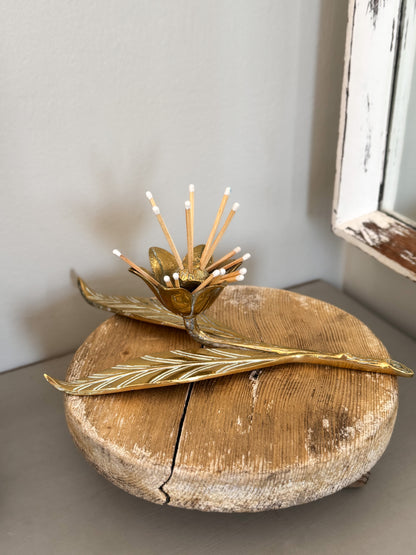 Vintage Solid Brass Flower Sculpture