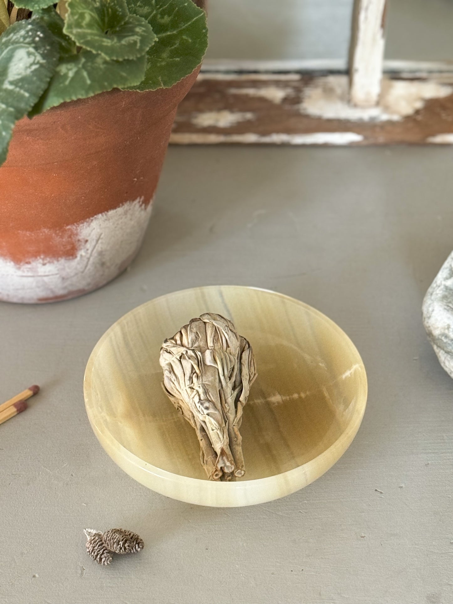 Vintage Polished Onyx Smudging Bowl • Trinket Dish