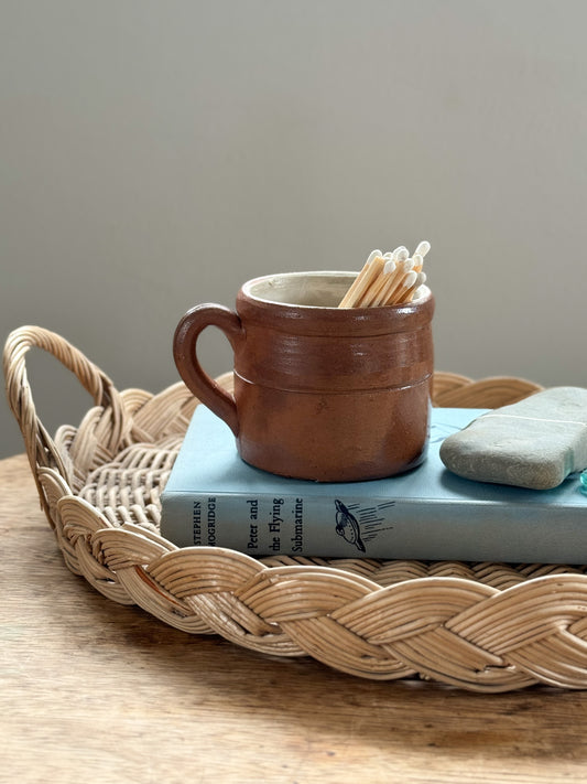 Antique French Stoneware Cider Cup (Bol à Cidre) - Extra Small Confit Pot