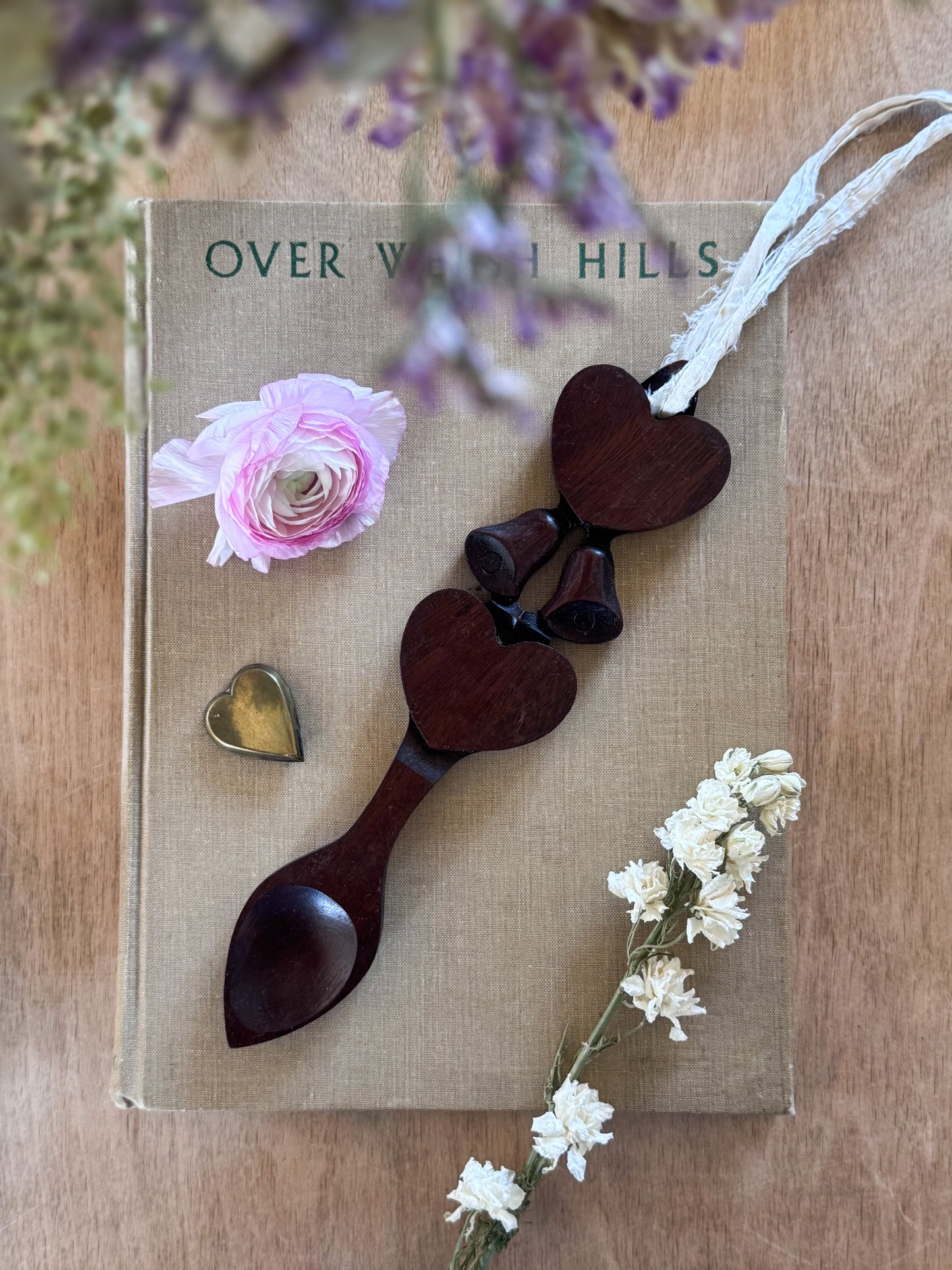 Hearts & Bells Hand-Carved Vintage Welsh Love Spoon
