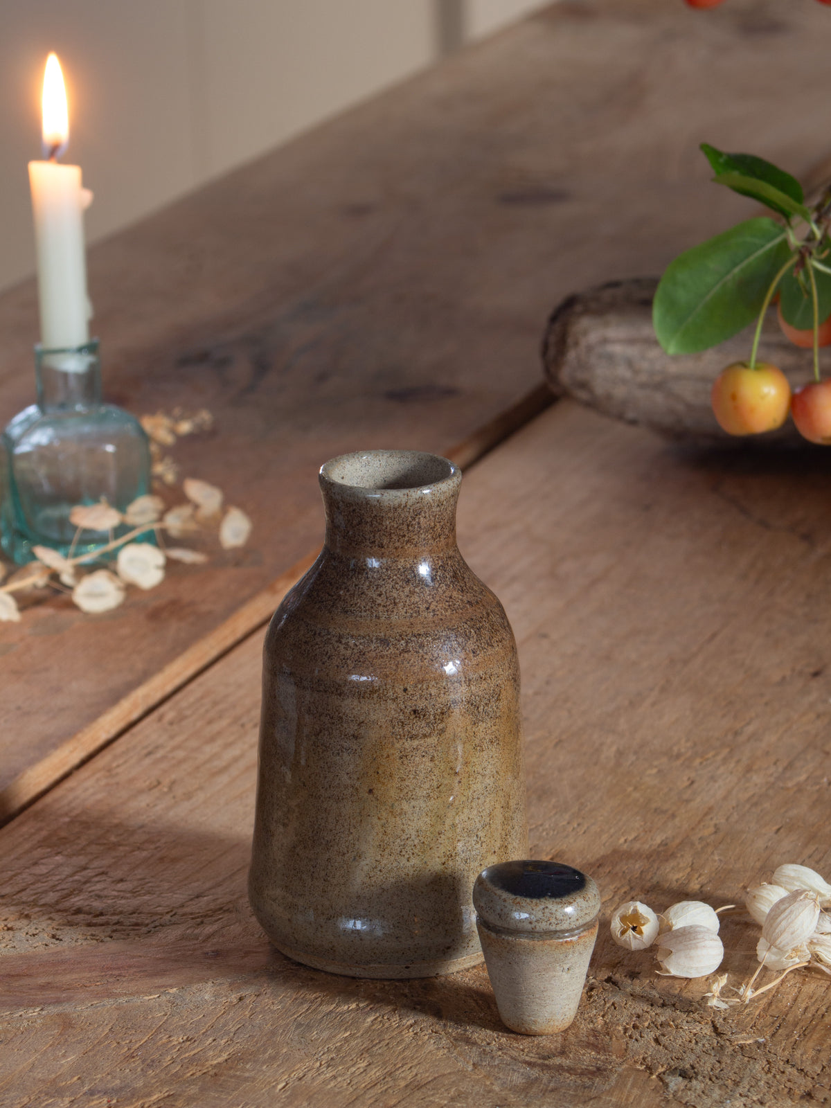 Vintage Studio Pottery Salt Glazed Bottle with Stopper