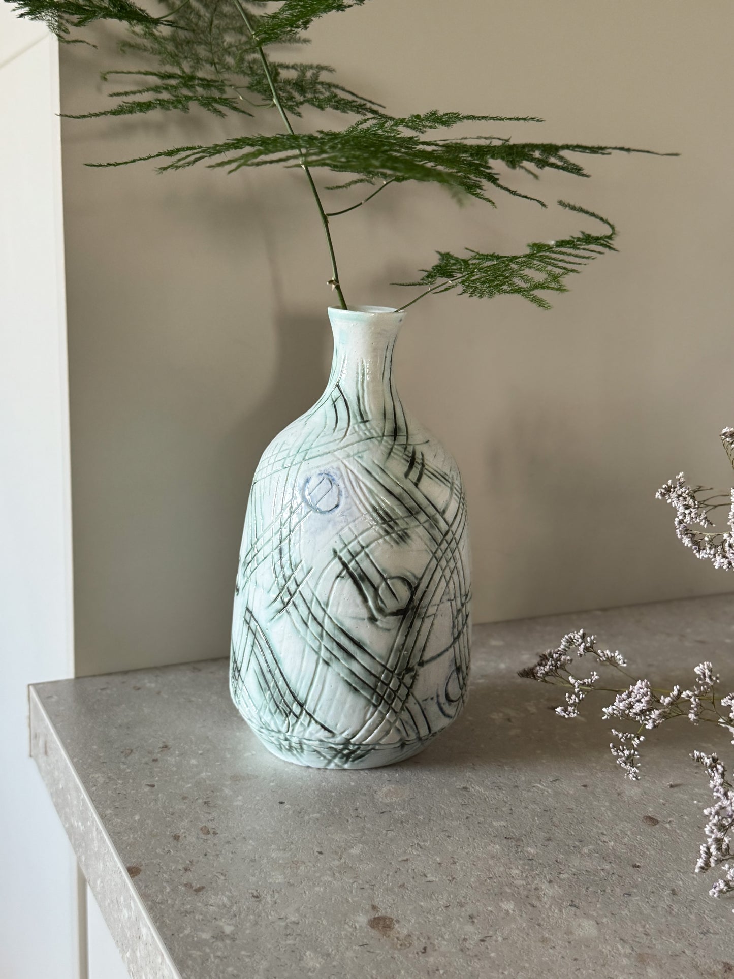 Vintage Midcentury Welsh Studio Pottery Bottle Vase - Old Colwyn Ceramics, North Wales