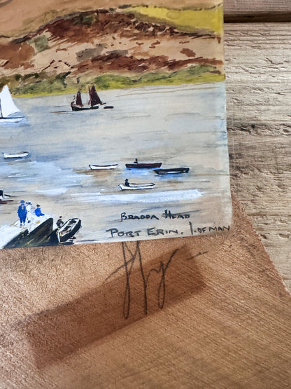 Antique 1927 Original Watercolour Painting of Bradda Head, Isle of Man